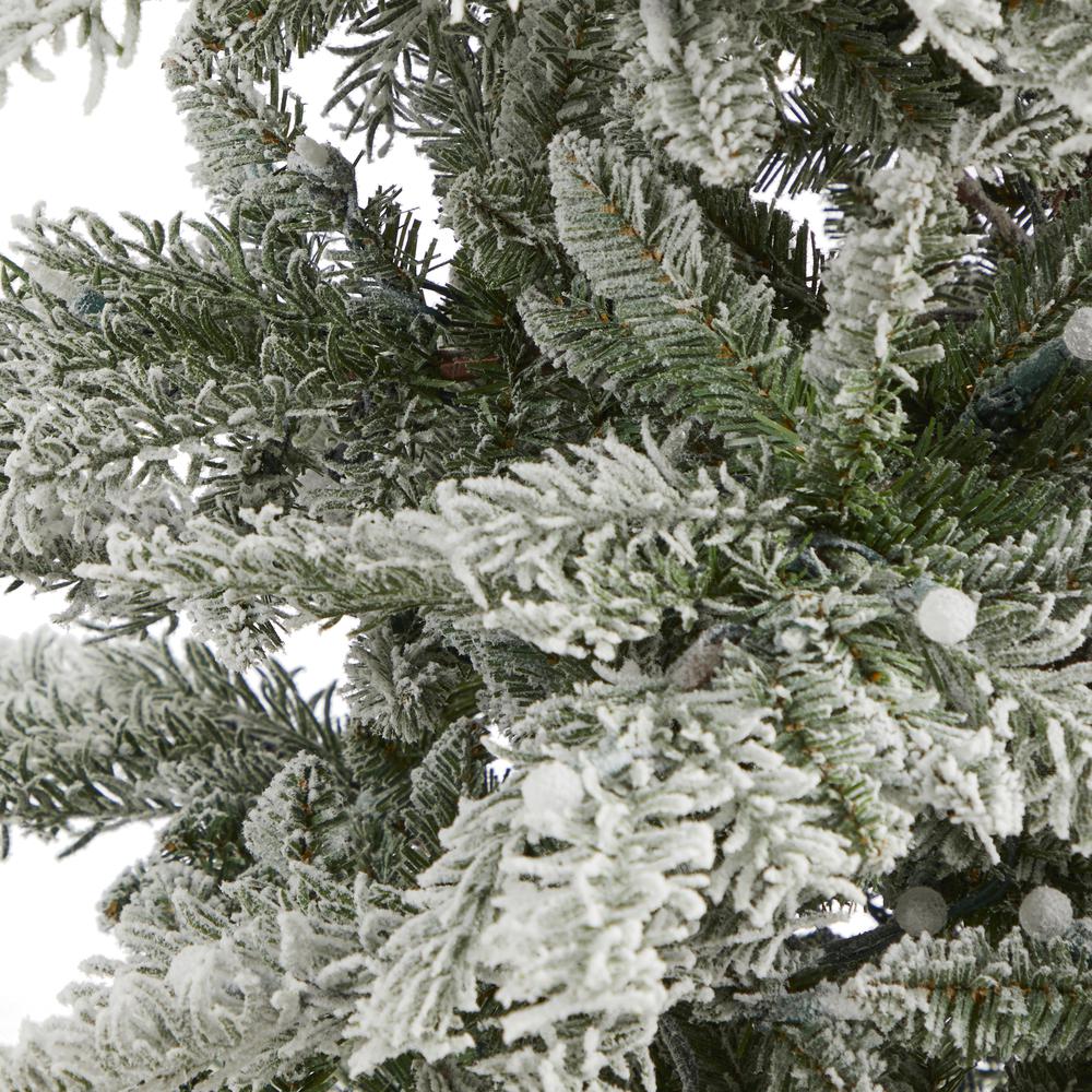 7.5ft. Slim Flocked Nova Scotia Spruce Artificial Christmas Tree. Picture 6