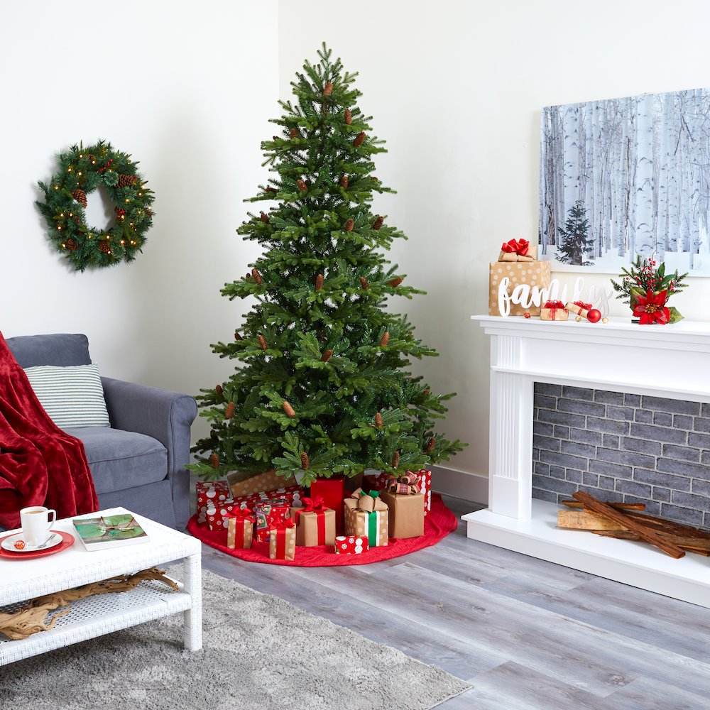 7.5ft. Yukon Mountain Fir Artificial Christmas Tree with 600 Clear Lights. Picture 9