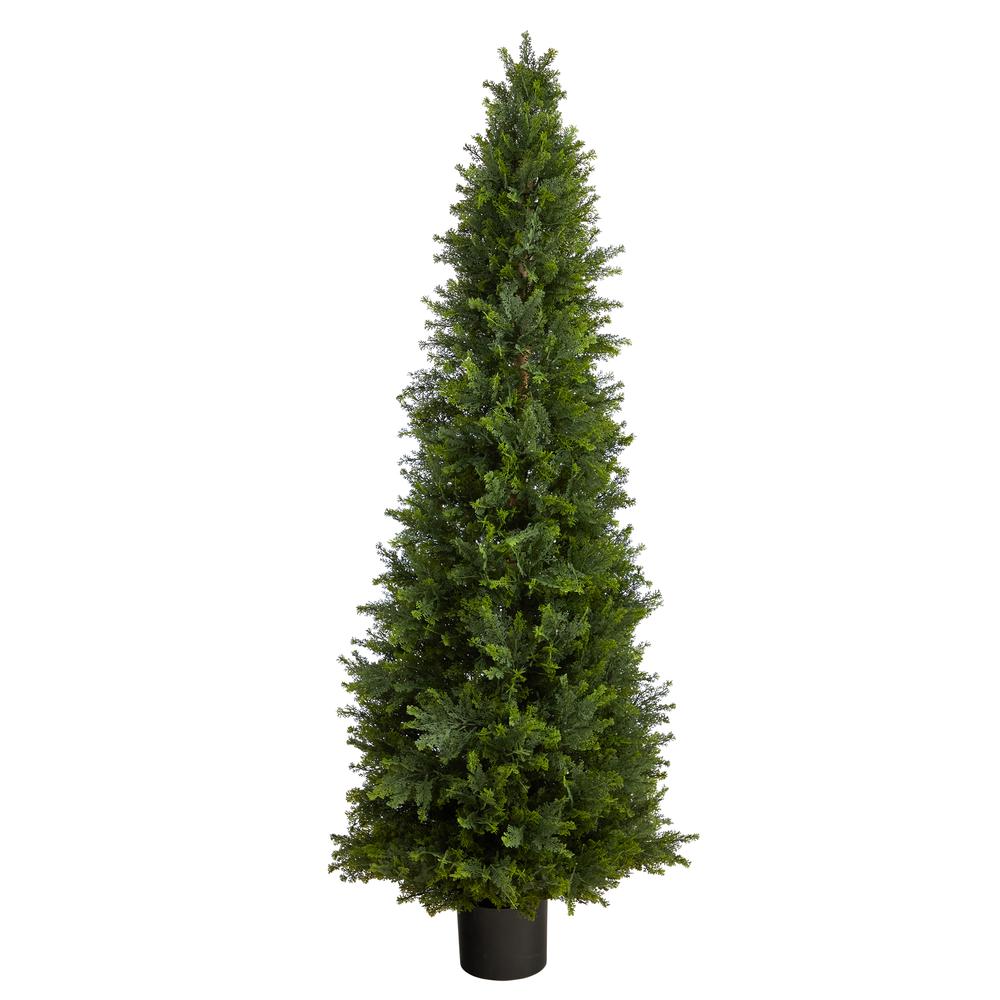 5.5ft. Cypress Cone Topiary Artificial Tree UV Resistant (Indoor/Outdoor). Picture 1