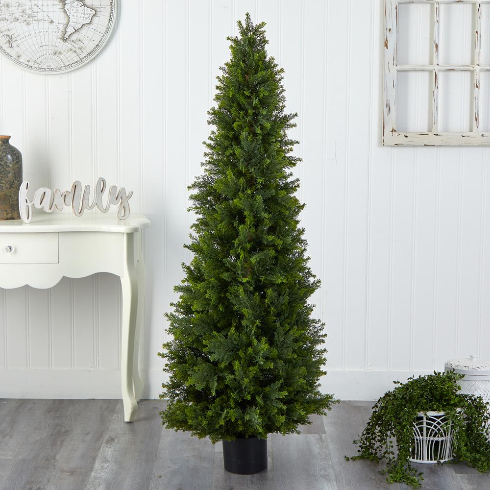 5.5ft. Cypress Cone Topiary Artificial Tree UV Resistant (Indoor/Outdoor). Picture 3