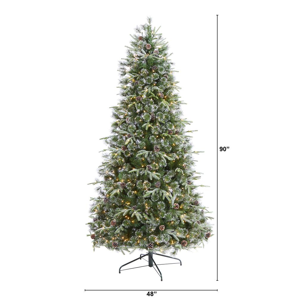 7.5ft. Snowed Tipped Clermont Mixed Pine Artificial Christmas Tree. Picture 2