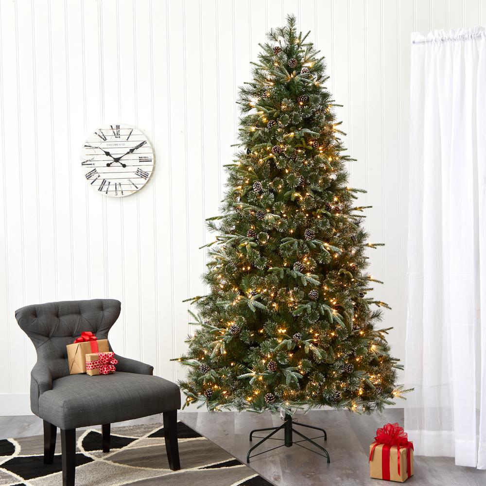 7.5ft. Snowed Tipped Clermont Mixed Pine Artificial Christmas Tree. Picture 6