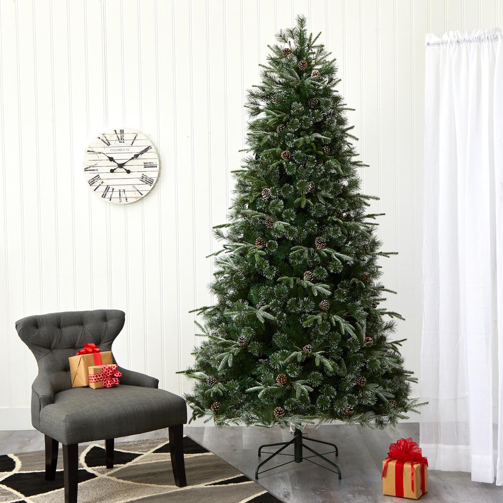 7.5ft. Snowed Tipped Clermont Mixed Pine Artificial Christmas Tree. Picture 7