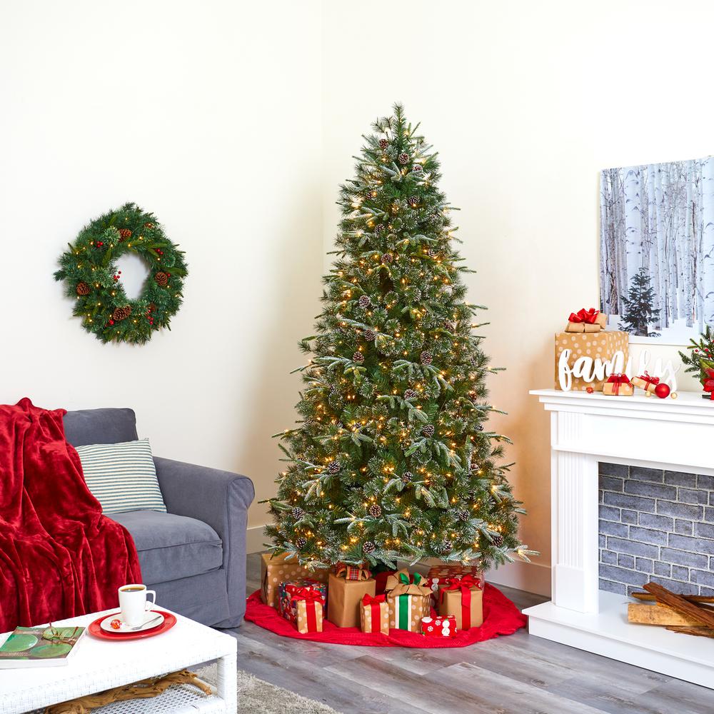 7.5ft. Snowed Tipped Clermont Mixed Pine Artificial Christmas Tree. Picture 8