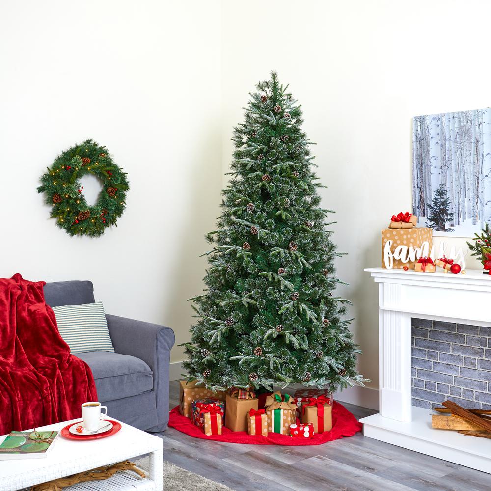 7.5ft. Snowed Tipped Clermont Mixed Pine Artificial Christmas Tree. Picture 9