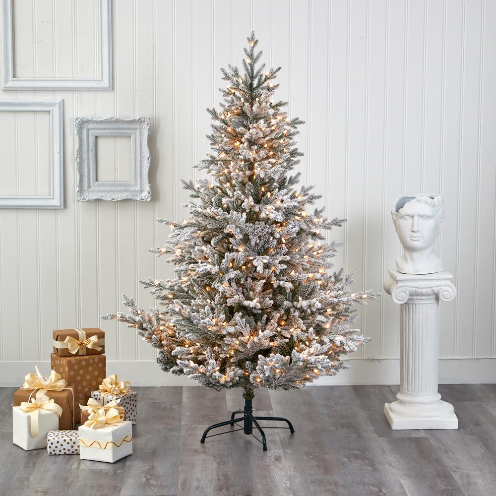 6ft. Flocked Fraser Fir Artificial Christmas Tree. Picture 5