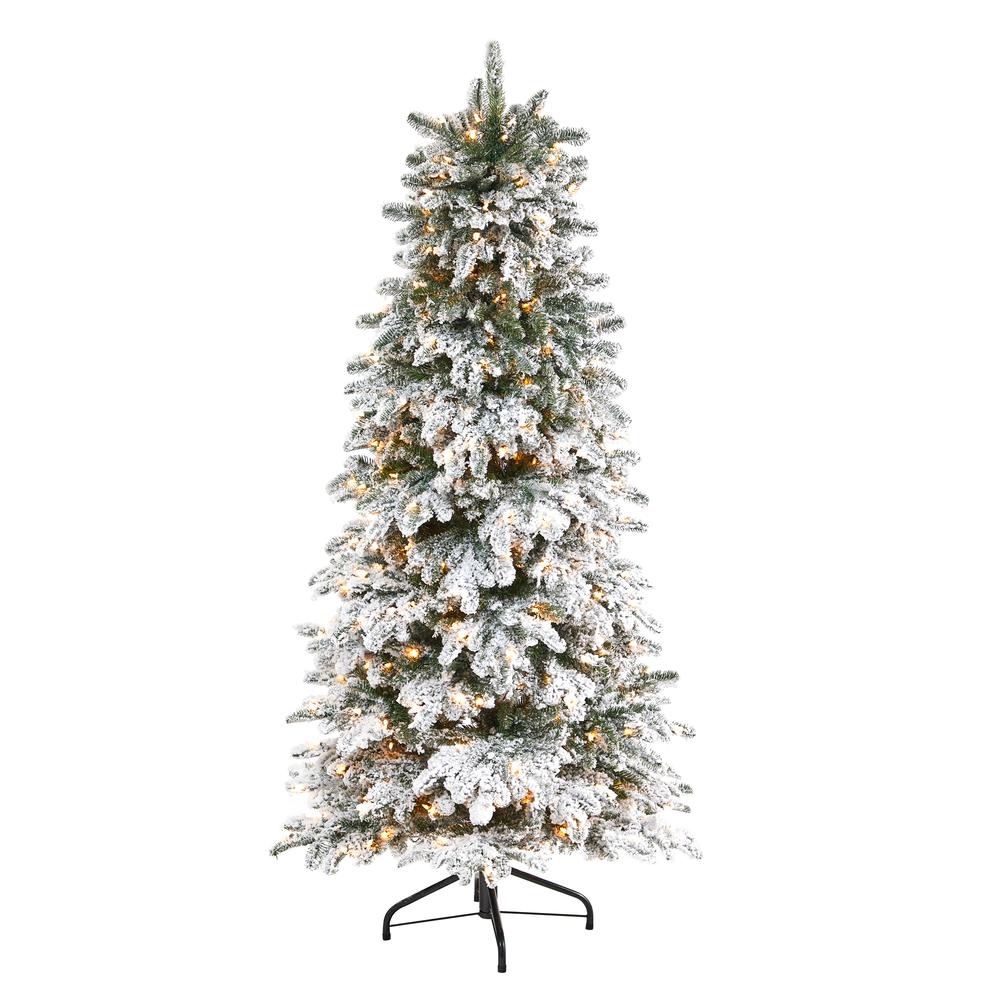 6ft. Flocked North Carolina Fir Artificial Christmas Tree. Picture 1