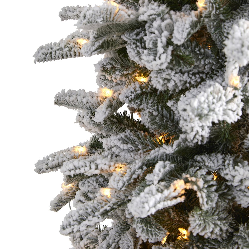 7ft. Flocked North Carolina Fir Artificial Christmas Tree with 550 Warm Lights. Picture 3