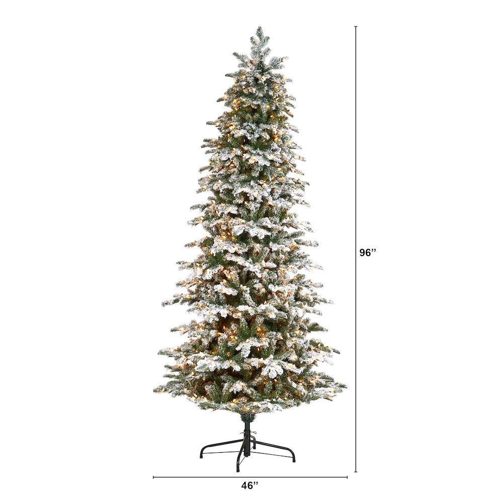 8ft. Flocked North Carolina Fir Artificial Christmas Tree with 650 Warm Lights. Picture 2