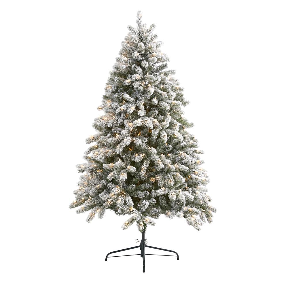 6ft. Flocked South Carolina Spruce Artificial Christmas Tree. Picture 1
