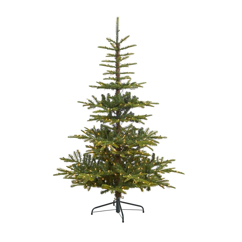 6ft. Layered Washington Spruce Artificial Christmas Tree with 350 Clear LED Lights and 705 Bendable Branches. Picture 3