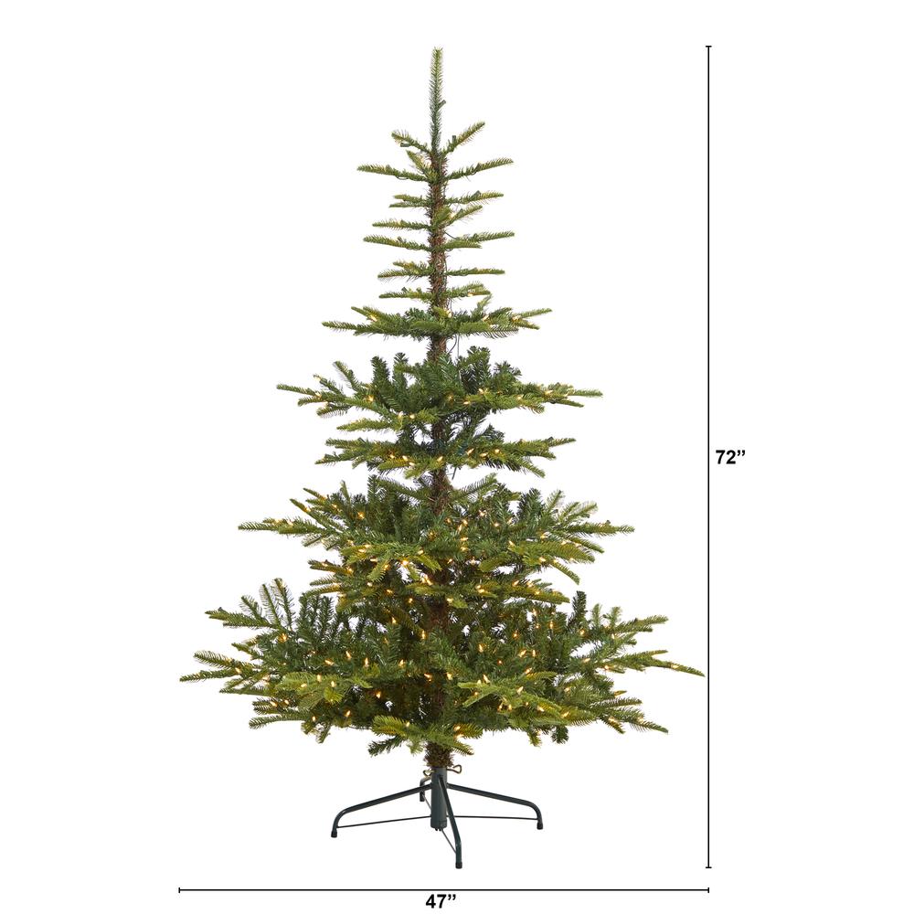 6ft. Layered Washington Spruce Artificial Christmas Tree with 350 Clear LED Lights and 705 Bendable Branches. Picture 1