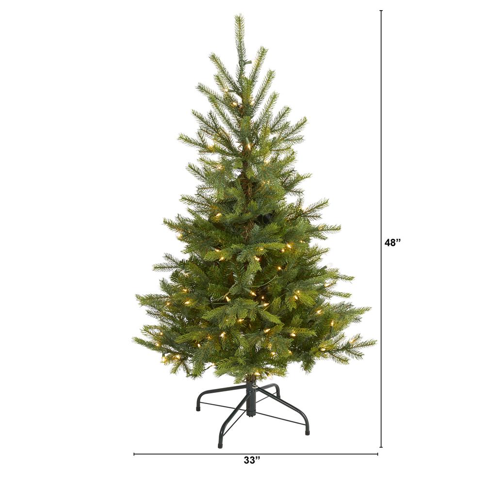 4ft. North Carolina Spruce Artificial Christmas Tree with 100 Clear Lights and 207 Bendable Branches. Picture 1