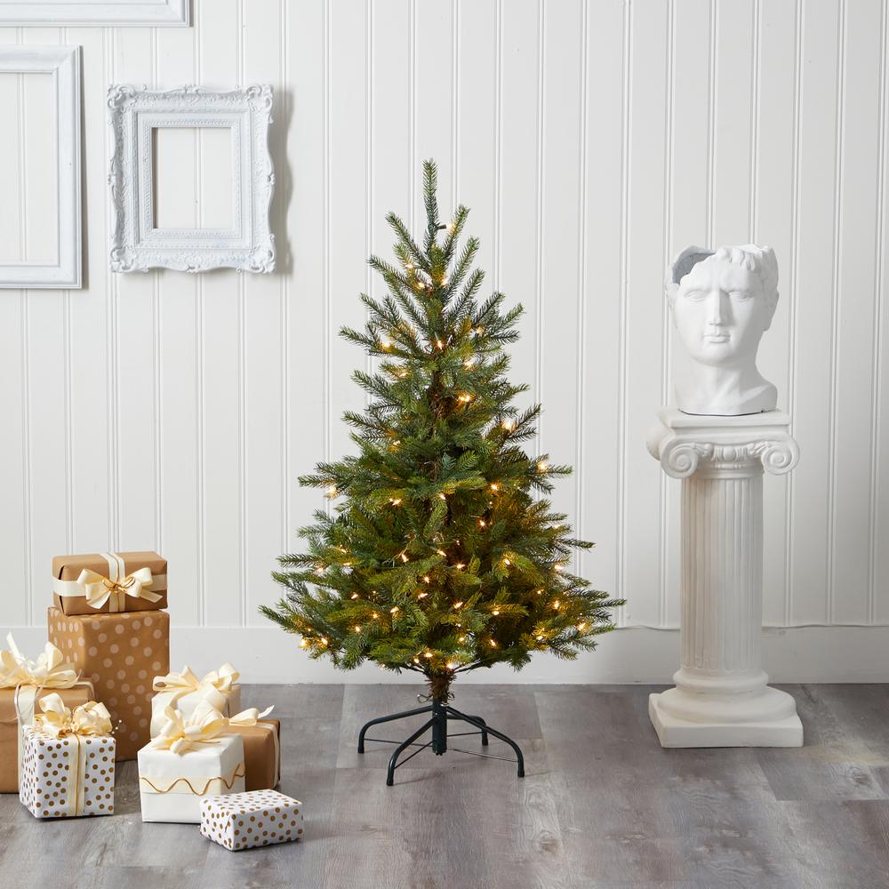4ft. North Carolina Spruce Artificial Christmas Tree with 100 Clear Lights and 207 Bendable Branches. Picture 7