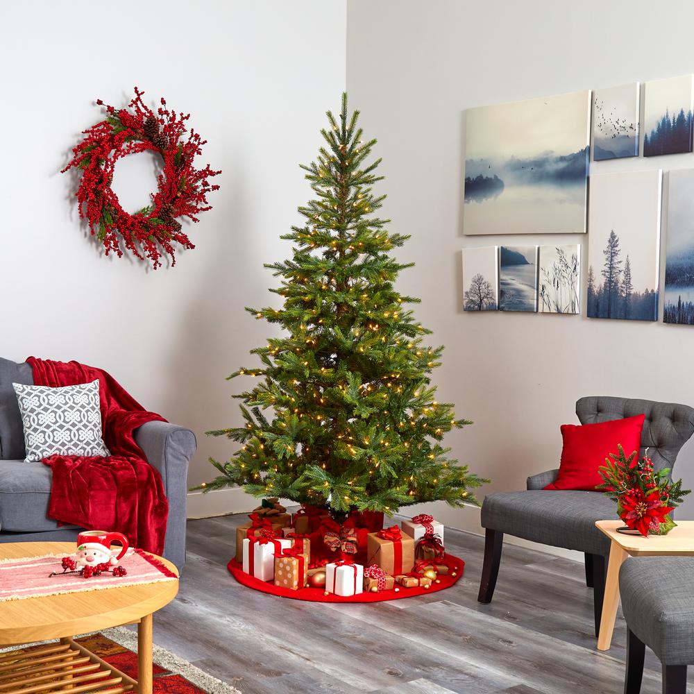 7ft. North Carolina Spruce Artificial Christmas Tree with 450 Clear Lights and 931 Bendable Branches. Picture 6