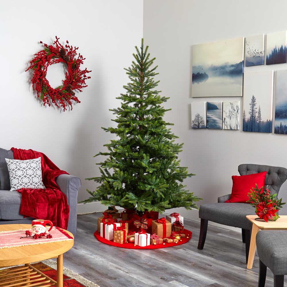7ft. North Carolina Spruce Artificial Christmas Tree with 450 Clear Lights and 931 Bendable Branches. Picture 7