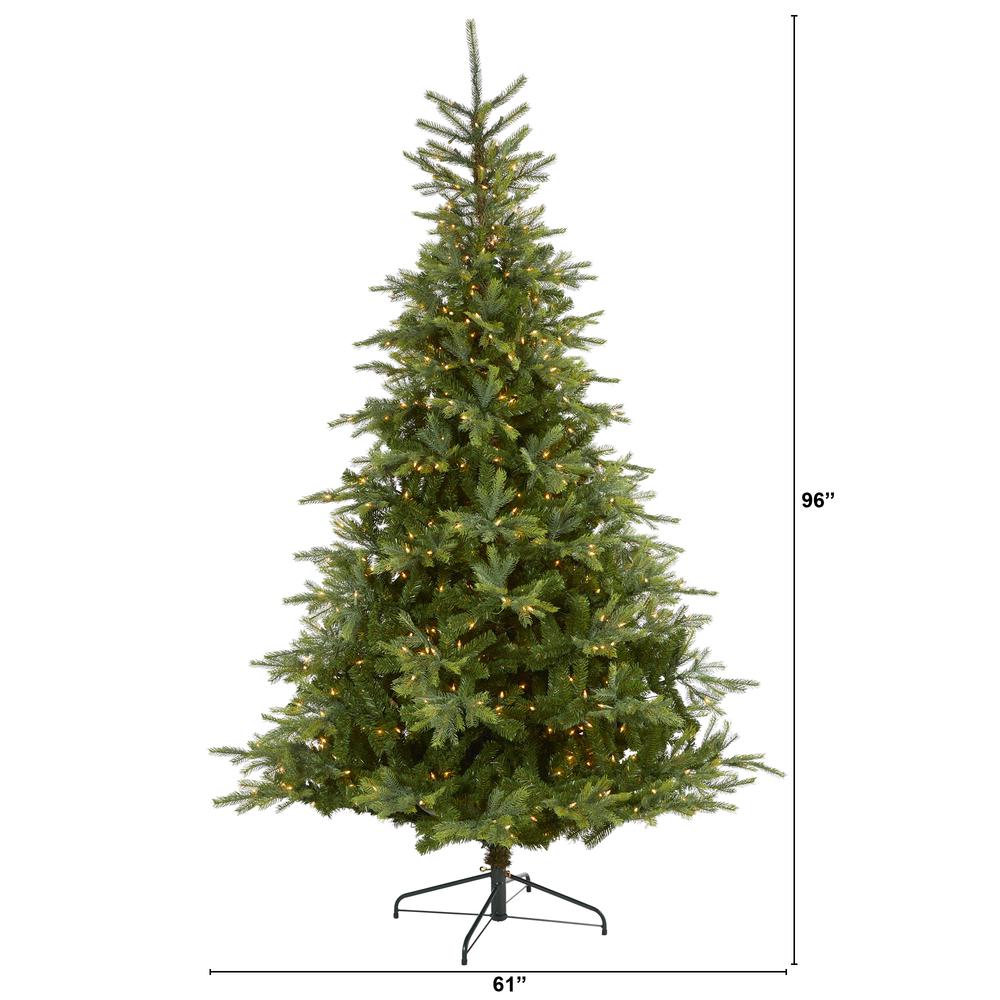8ft. North Carolina Spruce Artificial Christmas Tree with 650 Clear Lights and 1303 Bendable Branches. Picture 1