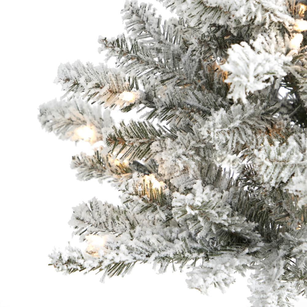 Flocked West Virginia Spruce Artificial Christmas Tree with 50 Clear Lights. Picture 3