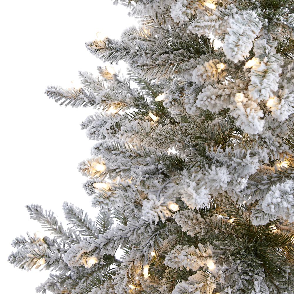7ft. Flocked West Virginia Spruce Artificial Christmas Tree with 400 Clear Lights and 1468 Bendable Branches. Picture 3