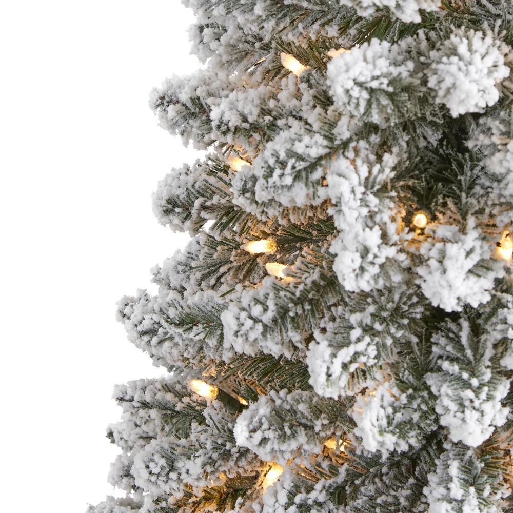 6ft. Flocked Pencil Artificial Christmas Tree with 300 Clear Lights and 438 Bendable Branches. Picture 2