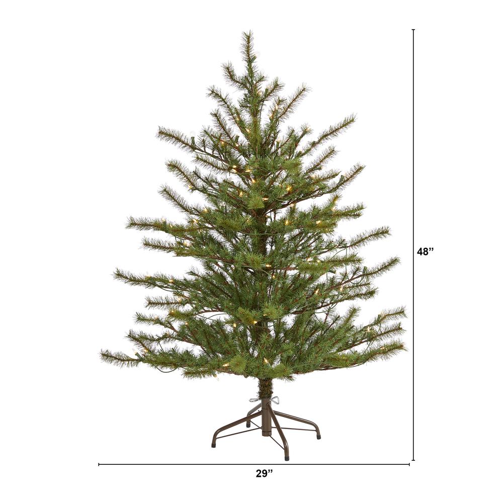 4ft. Vancouver Mountain Pine Artificial Christmas Tree with 100 Clear Lights and 374 Bendable Branches. Picture 1