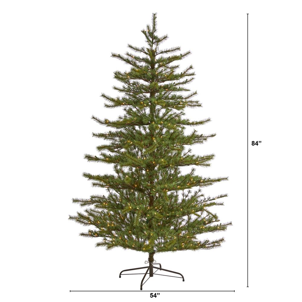 7ft. Vancouver Mountain Pine Artificial Christmas Tree with 450 Clear Lights and 1762 Bendable Branches. Picture 1