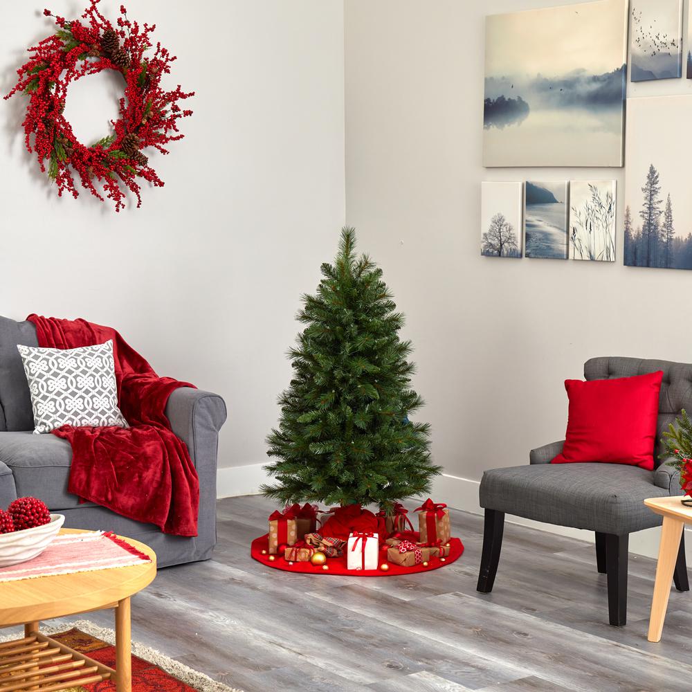 4ft. West Virginia Mountain Pine Artificial Christmas Tree with 100 Clear Lights. Picture 7
