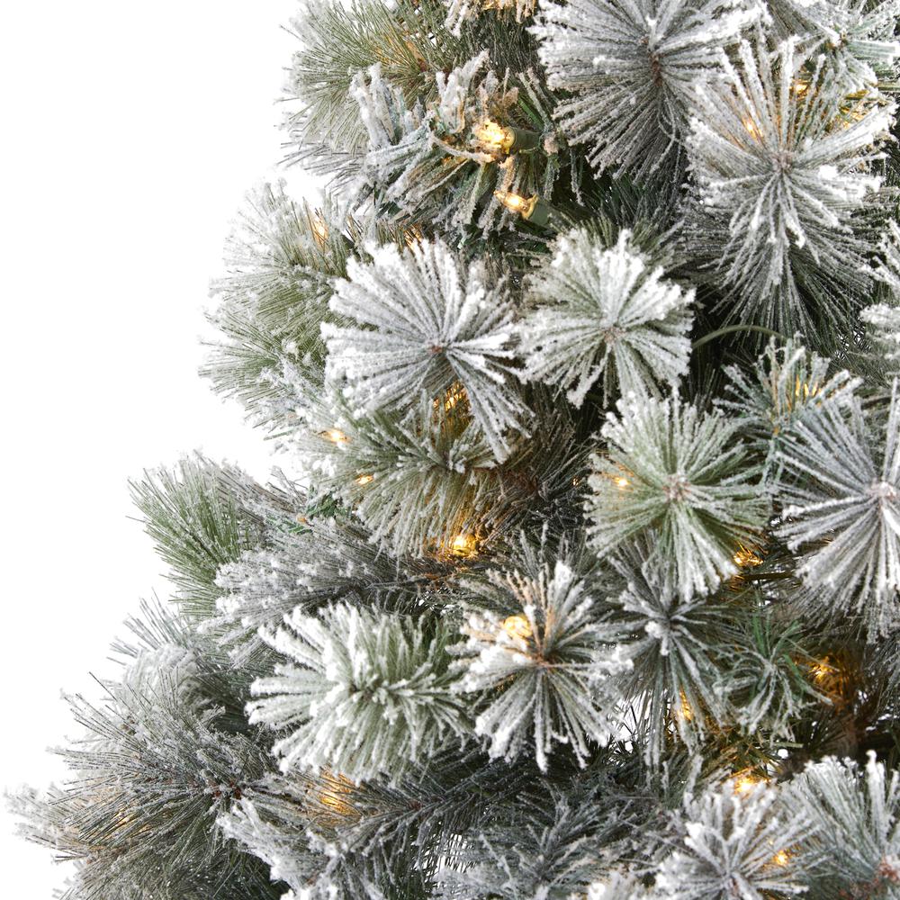 Flocked Oregon Pine Artificial Christmas Tree with 400 Clear Lights. Picture 5