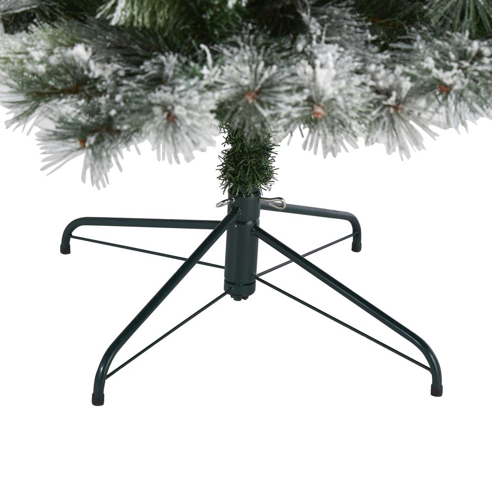 8ft. Flocked Oregon Pine Artificial Christmas Tree with 500 Clear Lights and 1172 Bendable Branches. Picture 3