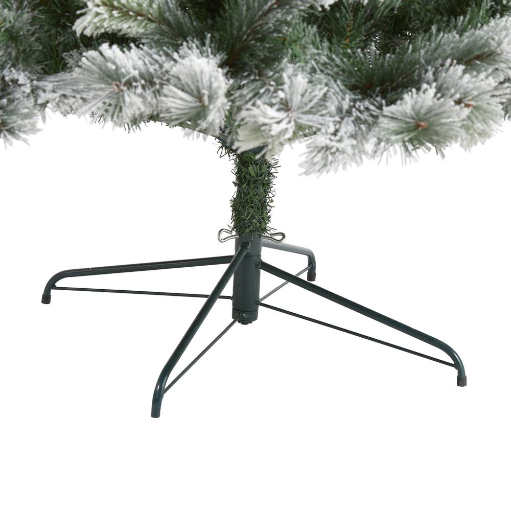 Flocked Oregon Pine Artificial Christmas Tree with 600 Clear Lights. Picture 3