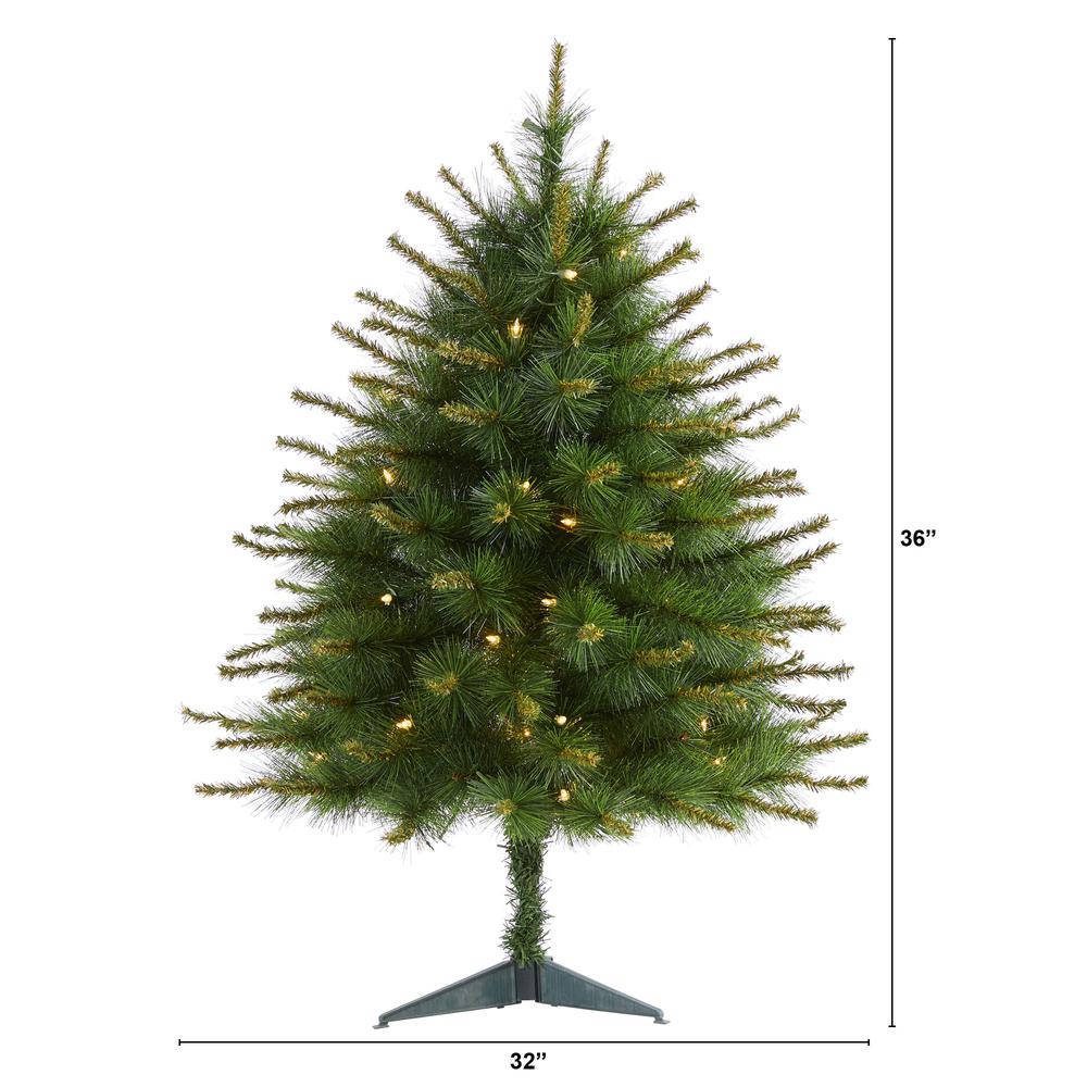 3ft. New England Pine Artificial Christmas Tree with 50 Clear Lights. Picture 2