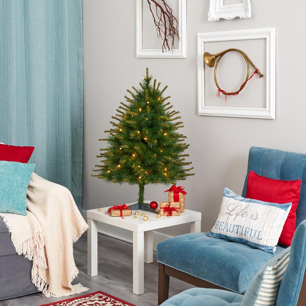 3ft. New England Pine Artificial Christmas Tree with 50 Clear Lights. Picture 6