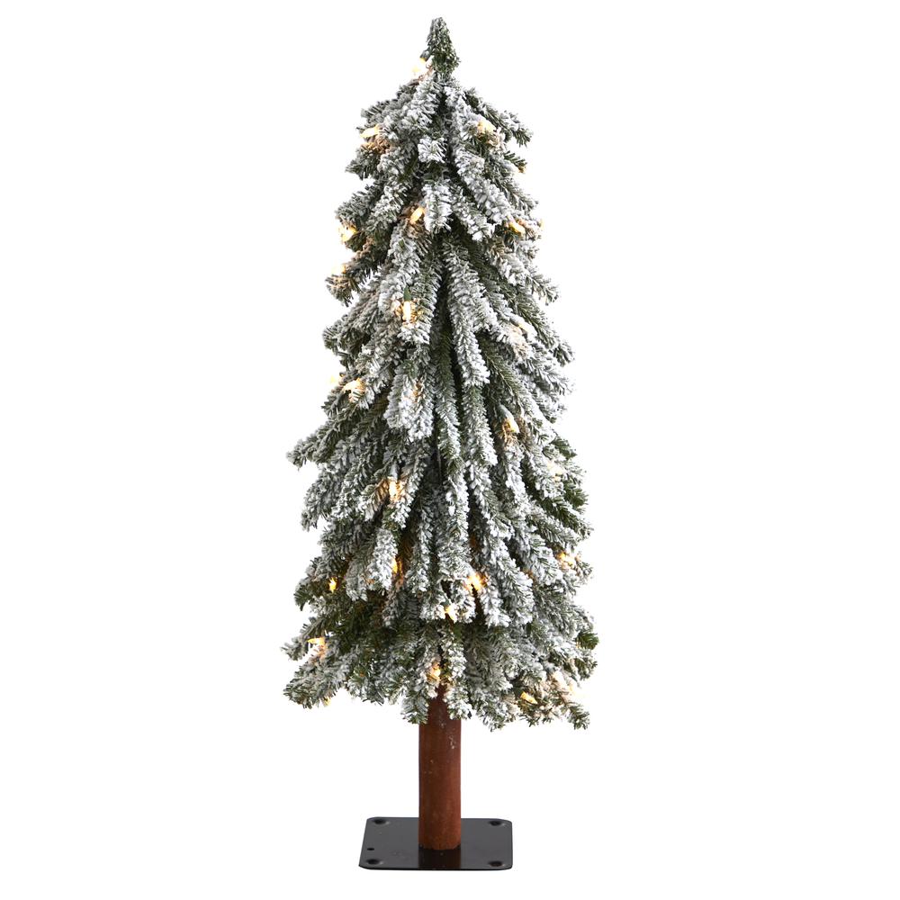 3ft. Flocked Grand Alpine Artificial Christmas Tree with 50 Clear Lights. Picture 1