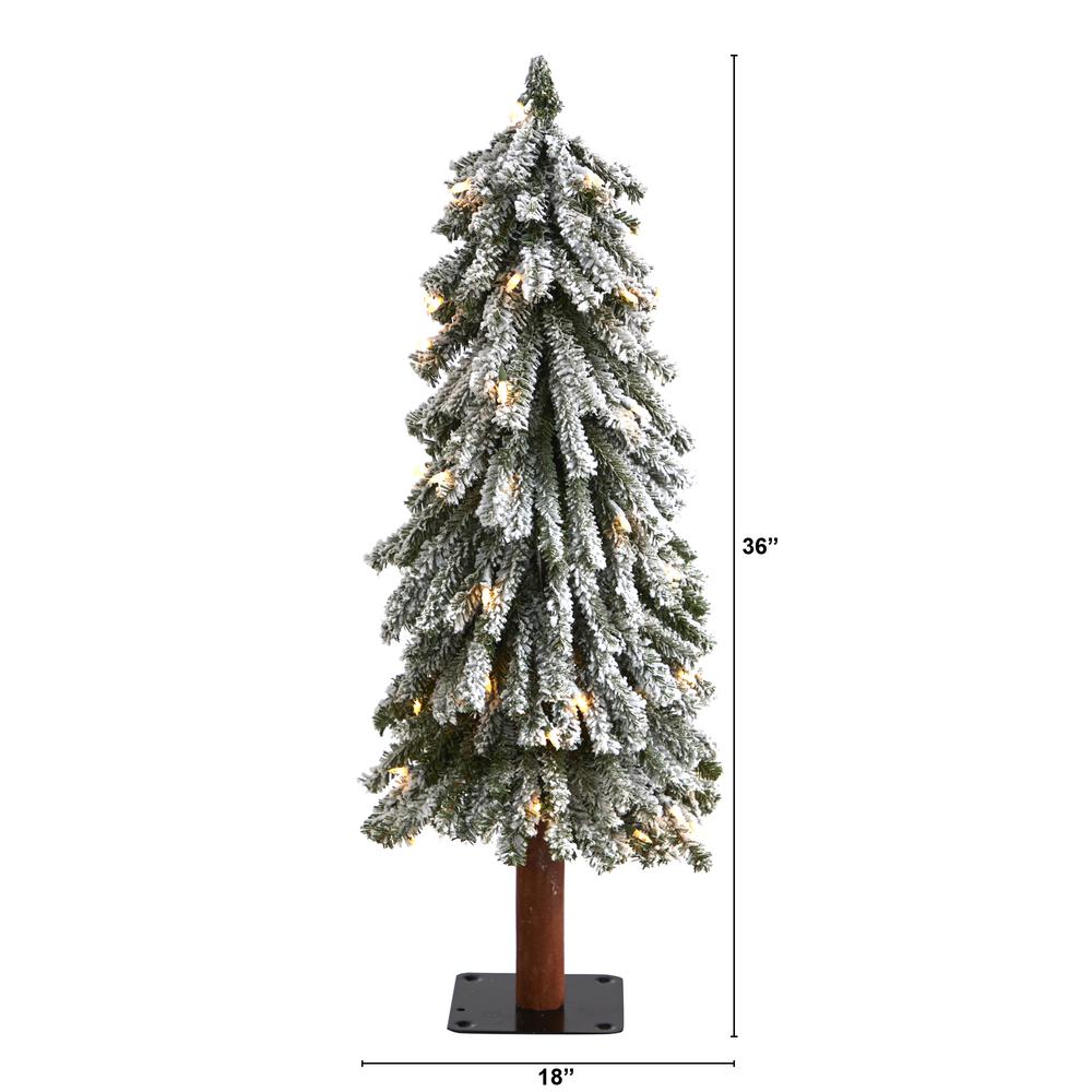 3ft. Flocked Grand Alpine Artificial Christmas Tree with 50 Clear Lights. Picture 2