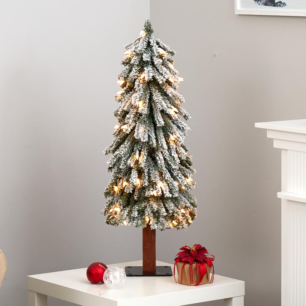 3ft. Flocked Grand Alpine Artificial Christmas Tree with 50 Clear Lights. Picture 5