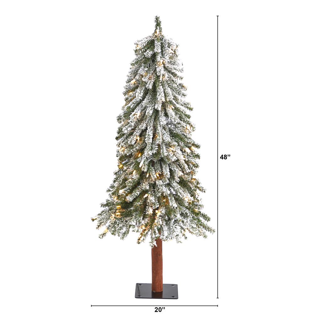 4ft. Flocked Grand Alpine Artificial Christmas Tree with 100 Clear Lights. Picture 2