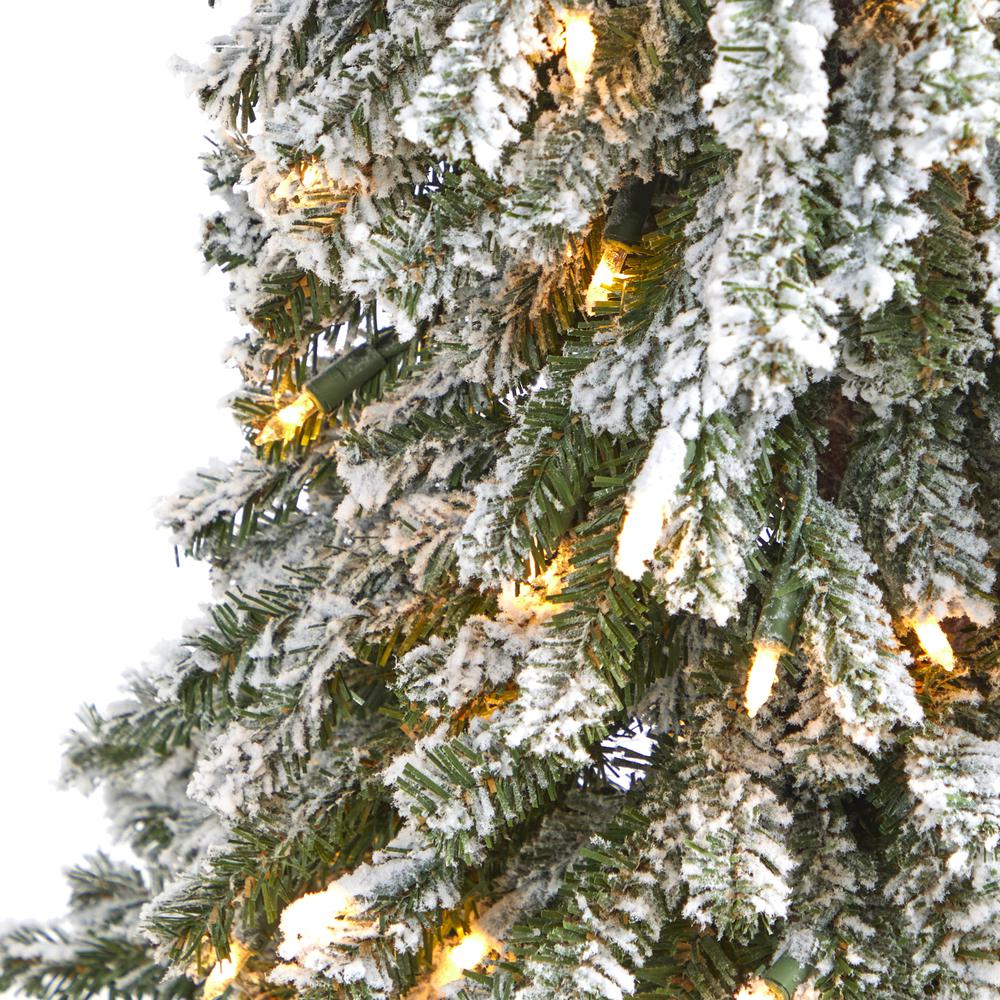 4ft. Flocked Grand Alpine Artificial Christmas Tree with 100 Clear Lights. Picture 5