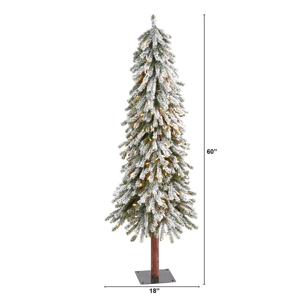 5ft. Flocked Grand Alpine Artificial Christmas Tree with 200 Clear Lights. Picture 2