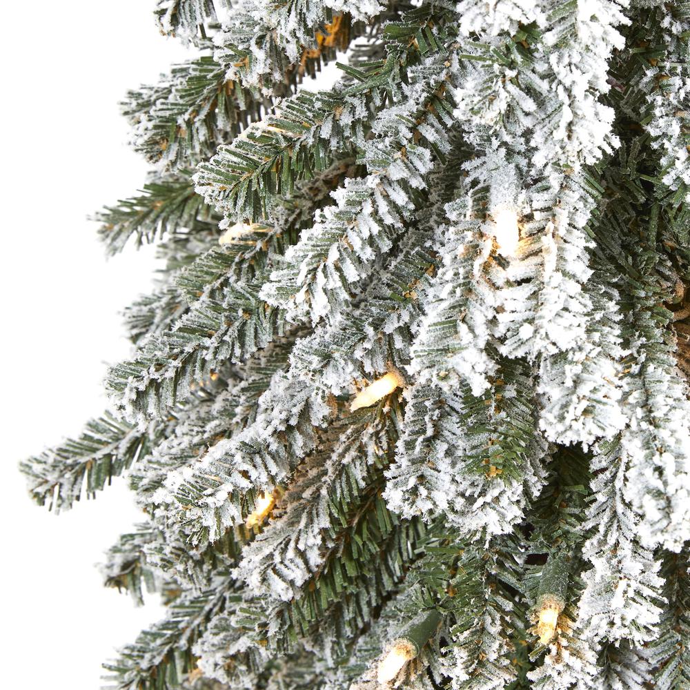 5ft. Flocked Grand Alpine Artificial Christmas Tree with 200 Clear Lights. Picture 3