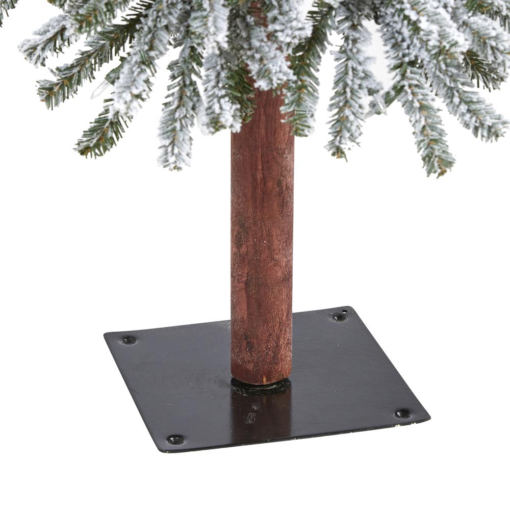 5ft. Flocked Grand Alpine Artificial Christmas Tree with 200 Clear Lights. Picture 4