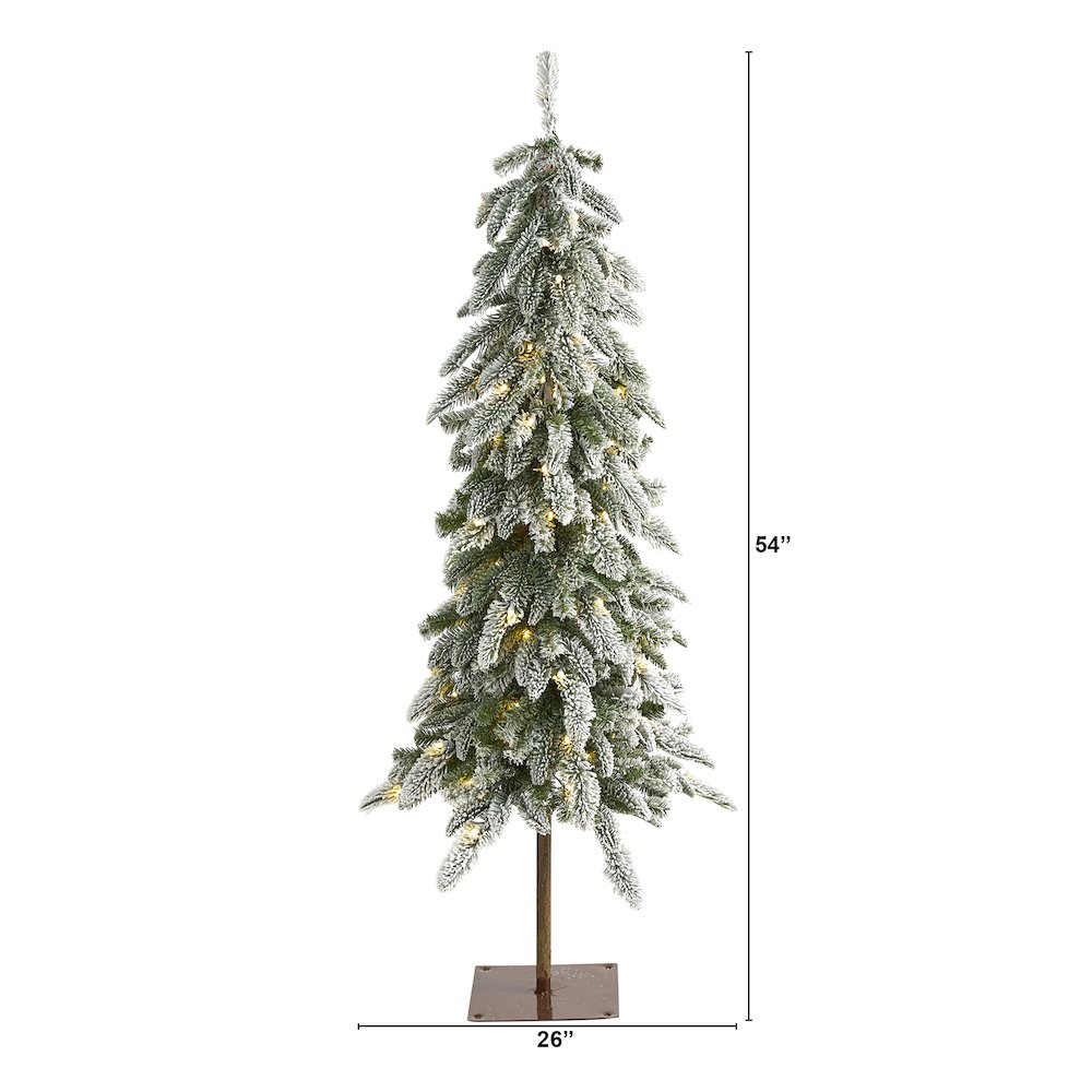 4.5ft. Flocked Washington Alpine Christmas Tree with 100 White Warm LED Lights. Picture 2