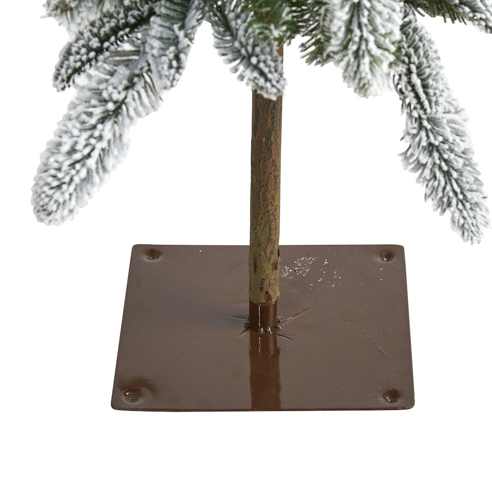 4.5ft. Flocked Washington Alpine Christmas Tree with 100 White Warm LED Lights. Picture 4