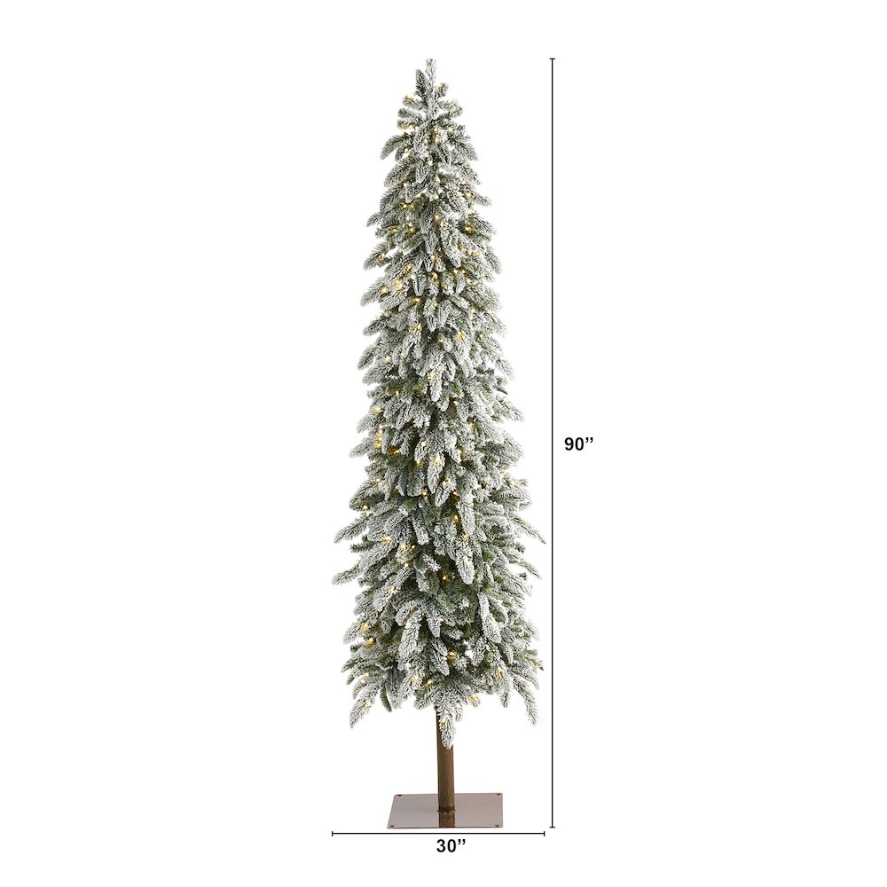 7.5ft. Flocked Washington Alpine Christmas Tree with 350 White Warm LED Lights. Picture 2