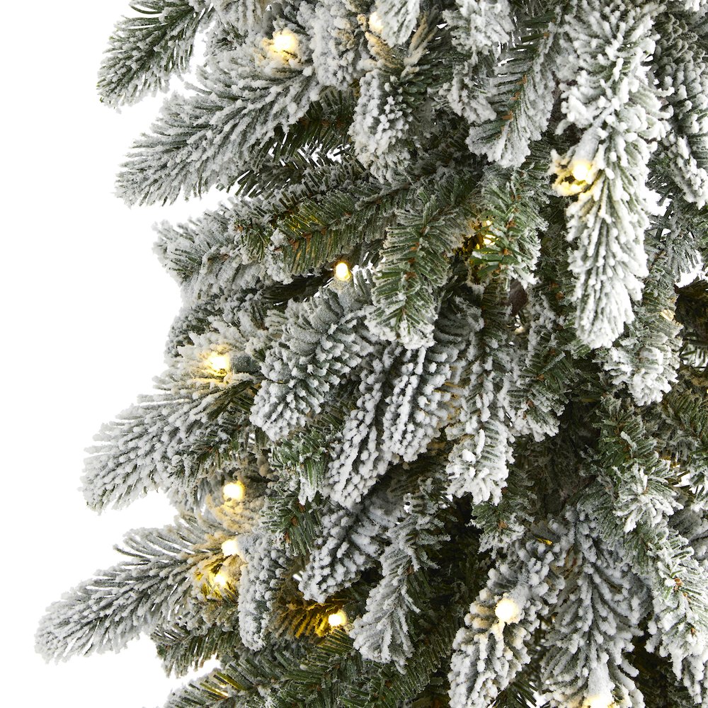 7.5ft. Flocked Washington Alpine Christmas Tree with 350 White Warm LED Lights. Picture 3
