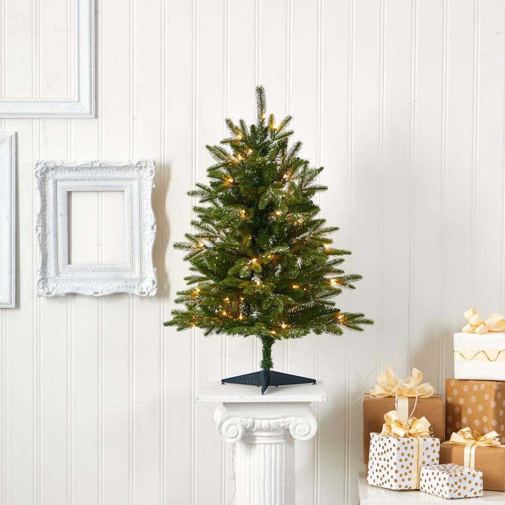 3ft. Snowed Grand Teton Fir Artificial Christmas Tree with 50 Clear Lights and 111 Bendable Branches. Picture 5