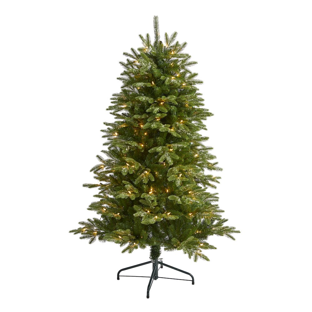 5ft. Snowed Grand Teton Artificial Christmas Tree with 150 Clear Lights. Picture 1