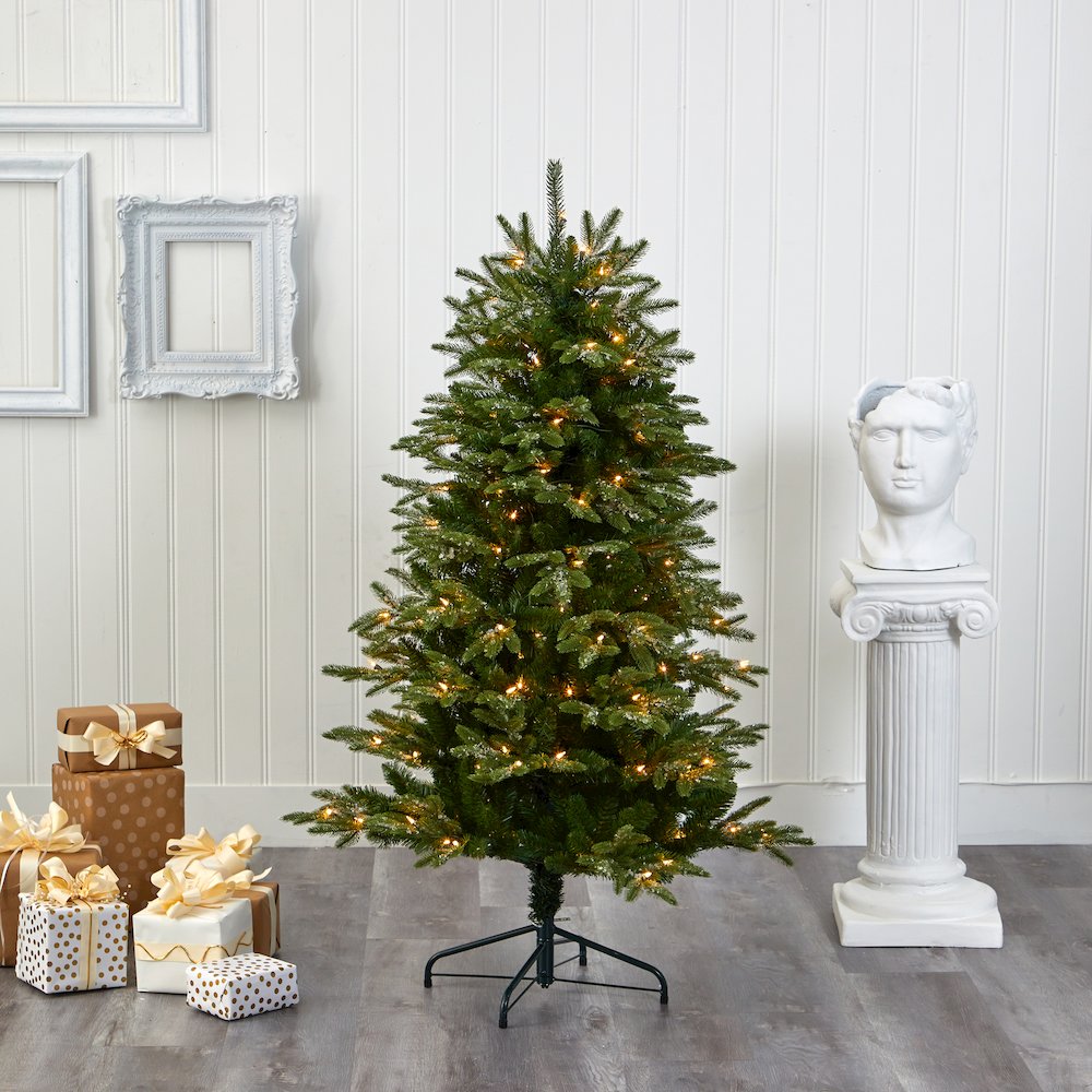 5ft. Snowed Grand Teton Artificial Christmas Tree with 150 Clear Lights. Picture 5