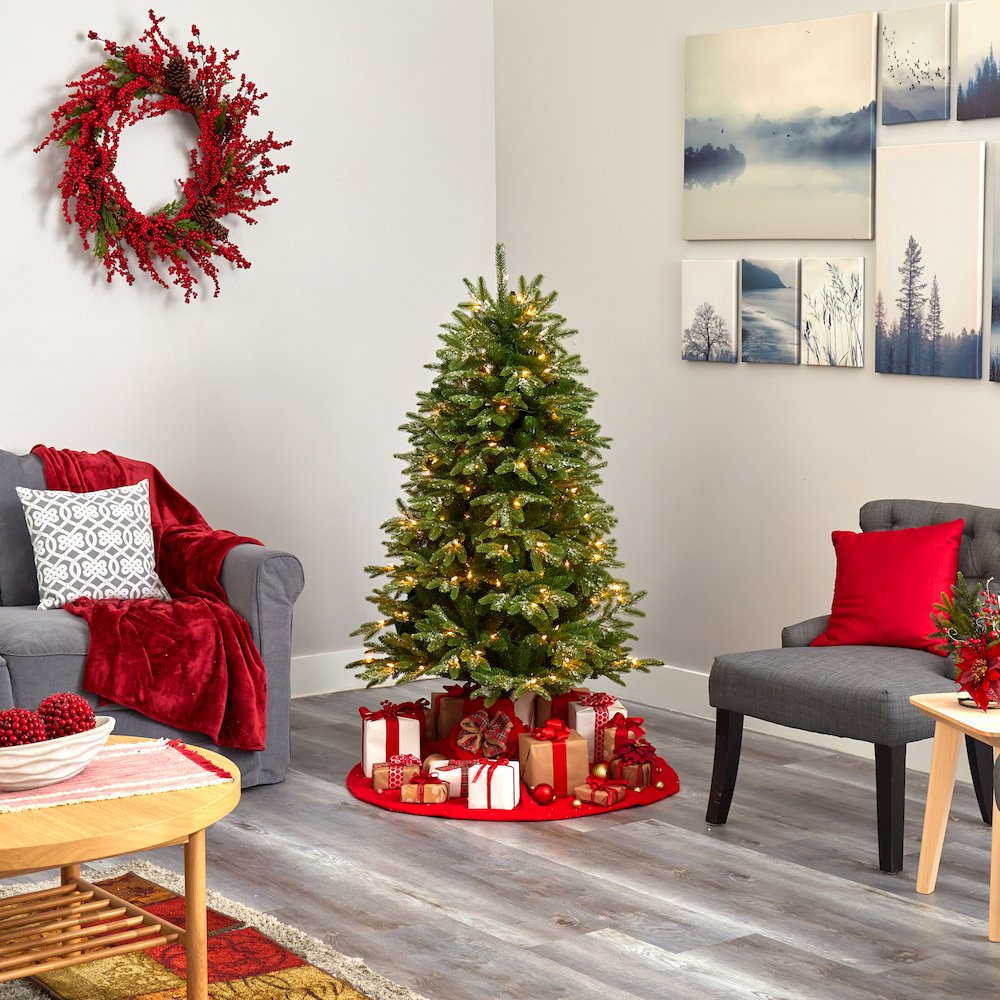 5ft. Snowed Grand Teton Artificial Christmas Tree with 150 Clear Lights. Picture 6