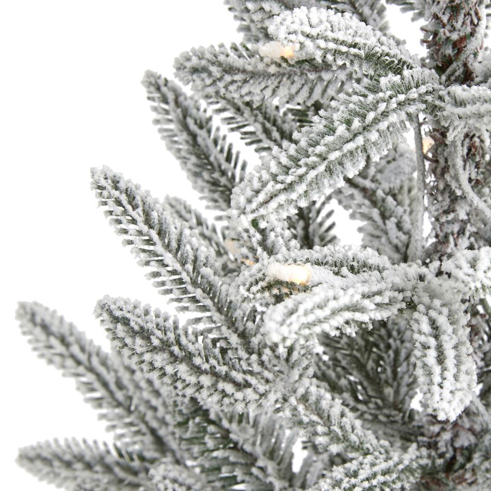 3ft. Flocked Manchester Spruce Artificial Christmas Tree with 50 Lights and 133 Bendable Branches. Picture 2
