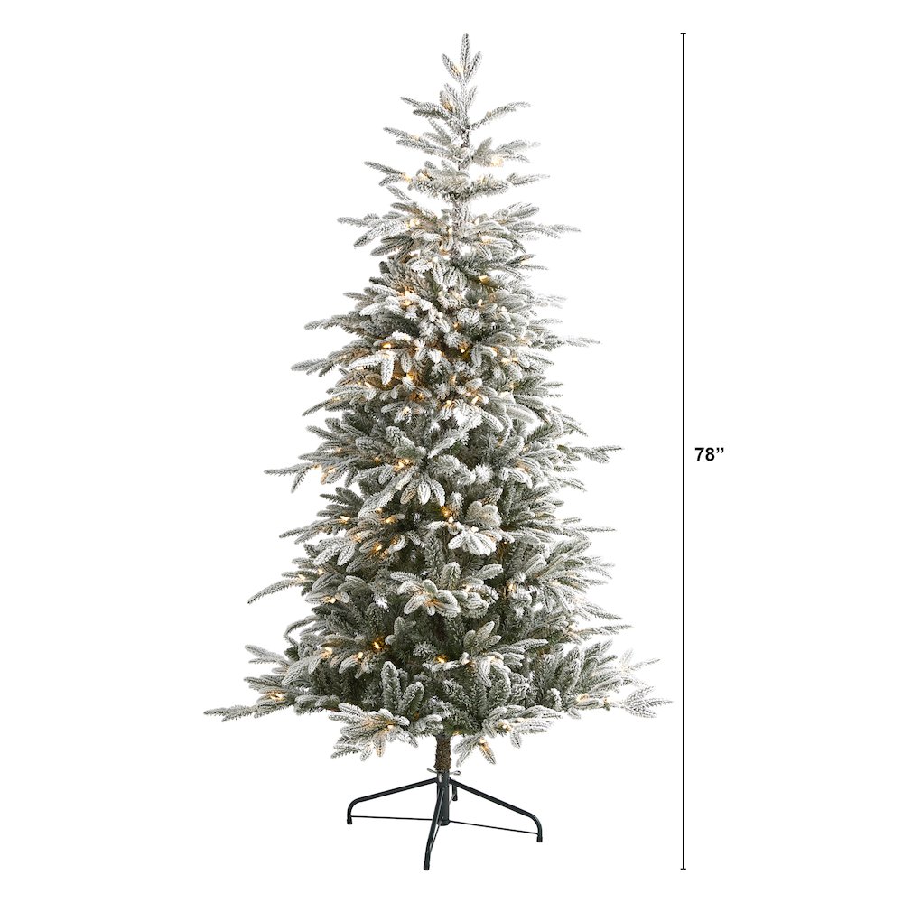 6.5ft. Flocked Manchester Spruce Artificial Christmas Tree with 300 Lights. Picture 2